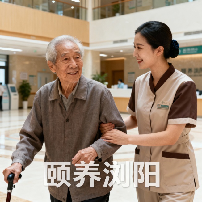 帮我生成带“颐养浏阳”服务人员陪同就医服务场景的图片预览效果