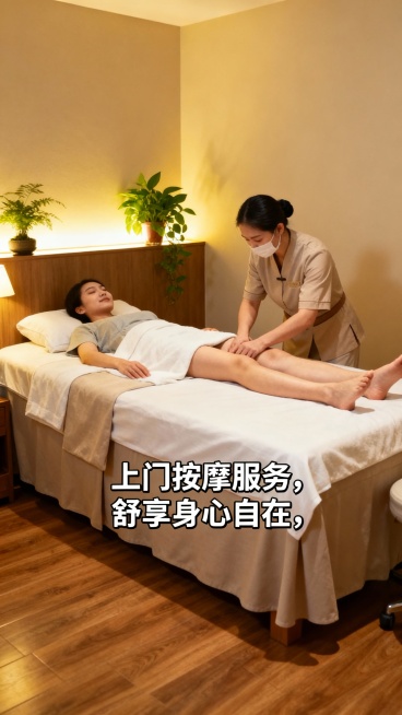 生成50张上门按摩的图片，图片加入一些文字预览效果