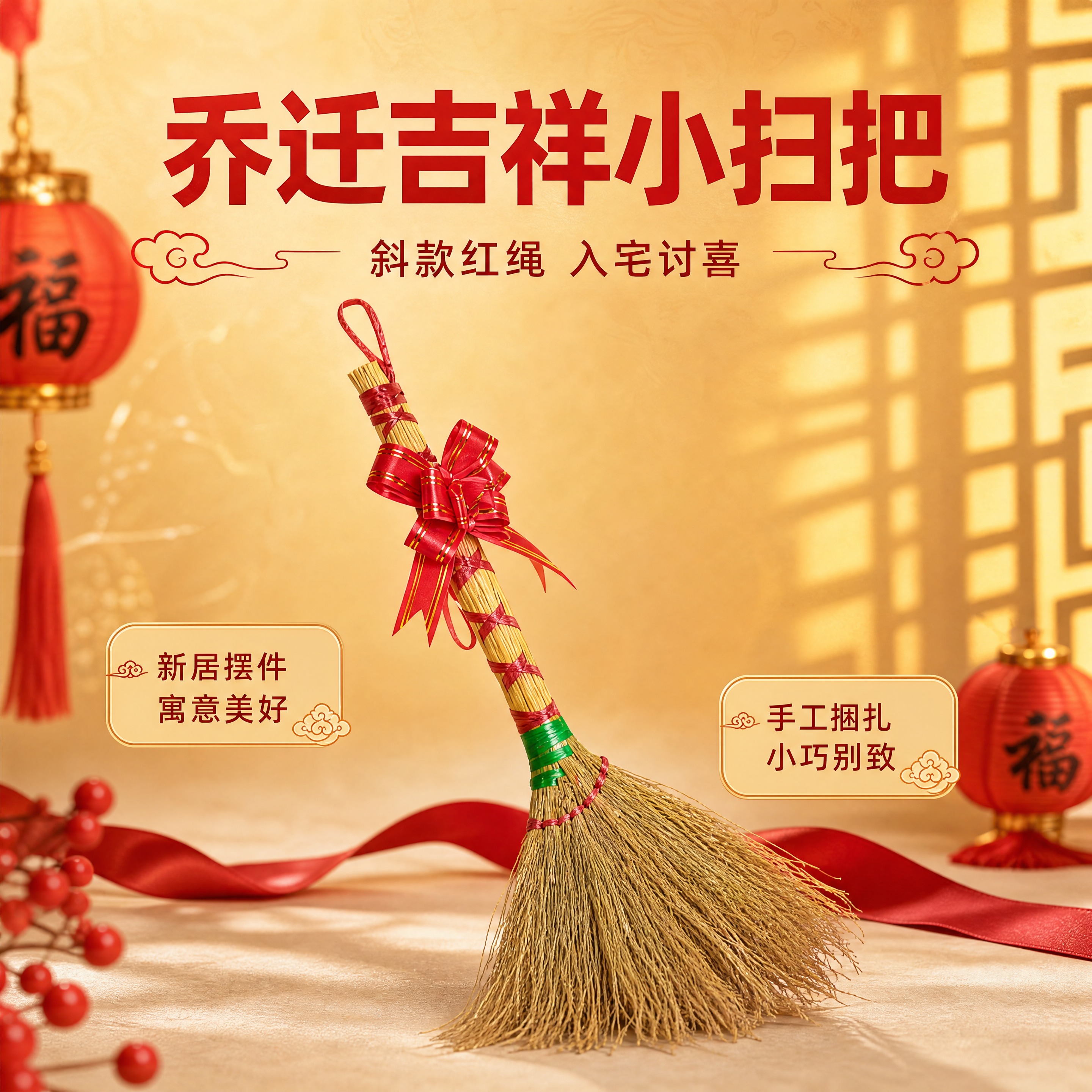 [商品] 使用【图1】小扫把斜款捆红绳；保留高粱穗穗头、木柄、… - 图片创意预览