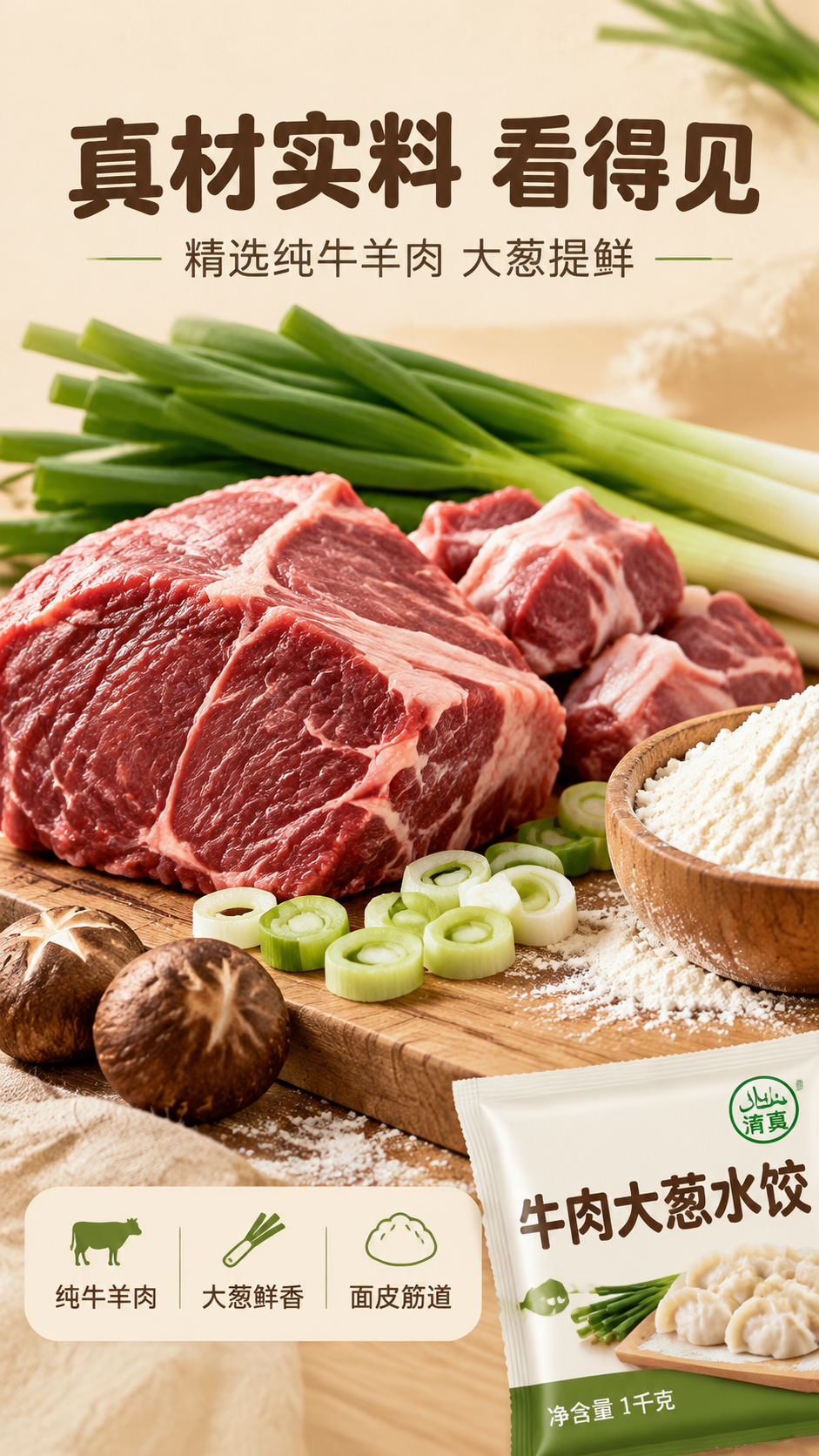 【商品】本品为牛肉大葱水饺，馅料采用纯牛羊肉与大葱，面皮为小麦… - 图片创意预览
