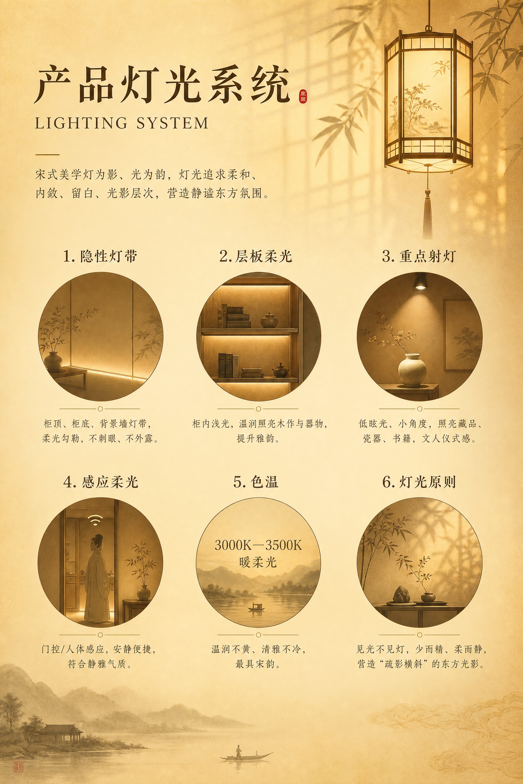 画册内页设计，竖版20cm*30cm，金黄色调，宋式美学全屋定… - 图片创意预览