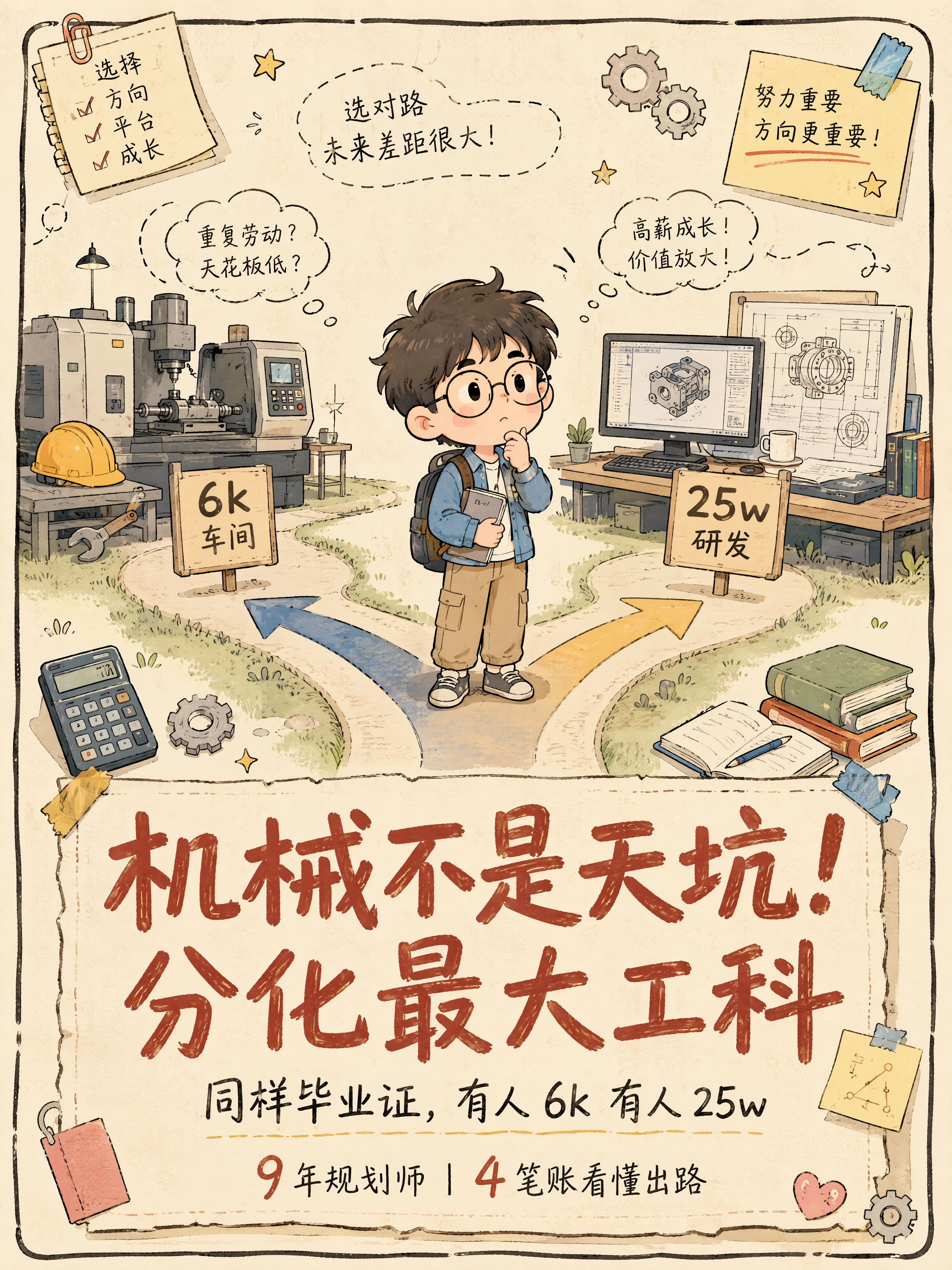 小红书笔记大字封面，插图大字，Q版绘本漫画手账风，版式精美，小… - 图片创意预览
