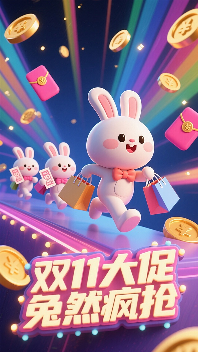 萌兔助力双十一大促，满是疯抢欢乐氛围