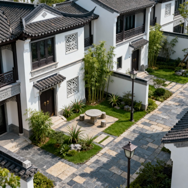 4组团三层的合院别墅，各自有各自的花园及独立入户预览效果