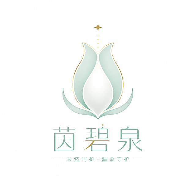 极简轻奢医美风女性私处护理品牌茵碧泉图形商标LOGO，提取花苞的圆润极简轮廓，象征天然呵护，整体干净高级、留白充足，无复杂图案，无低俗元素，矢量高清，简约大气，适合高端私护品牌使用，纯白背景，商用级LOGO设计