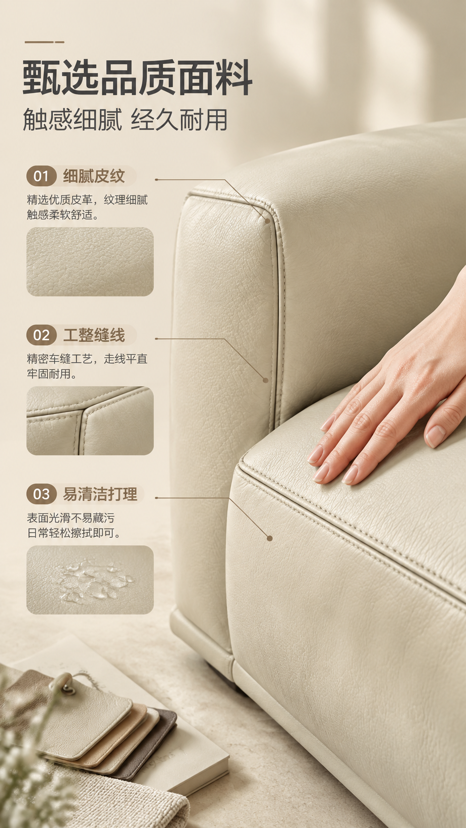 [商品] 使用【图1】S8899布鲁克林沙发；保留米白色皮质、… - 图片创意预览
