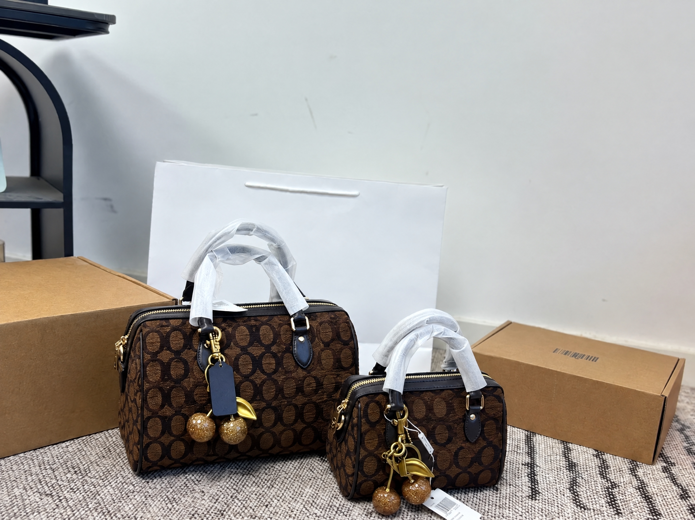 去掉图中所有的COACH品牌LOGO文字和马车标志（包括包包上… - 图片创意预览