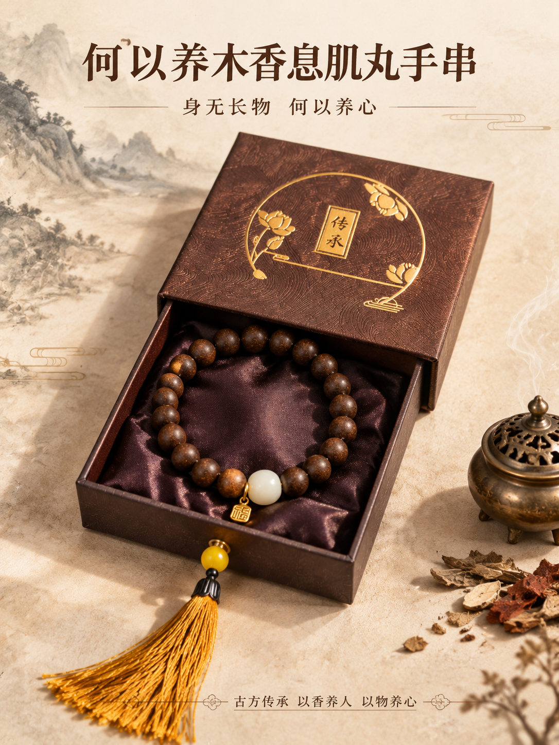 [商品] 使用【图1】何以养木香息肌丸中药手串和【图2】棕色传… - 图片创意预览