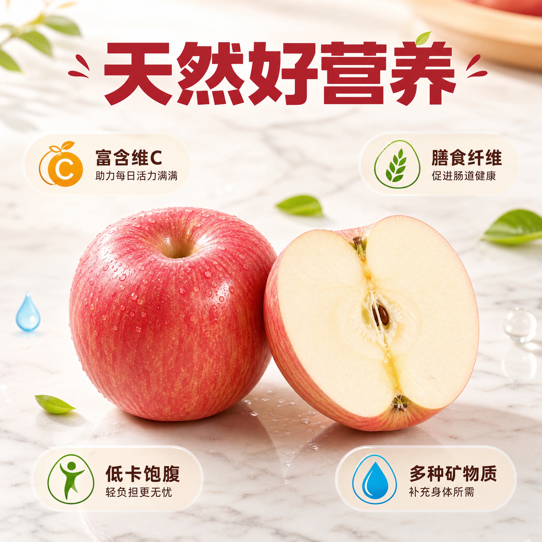 [主图-9] 营养健康 红富士苹果天然营养卖点。 [统一基调]… - 图片创意预览