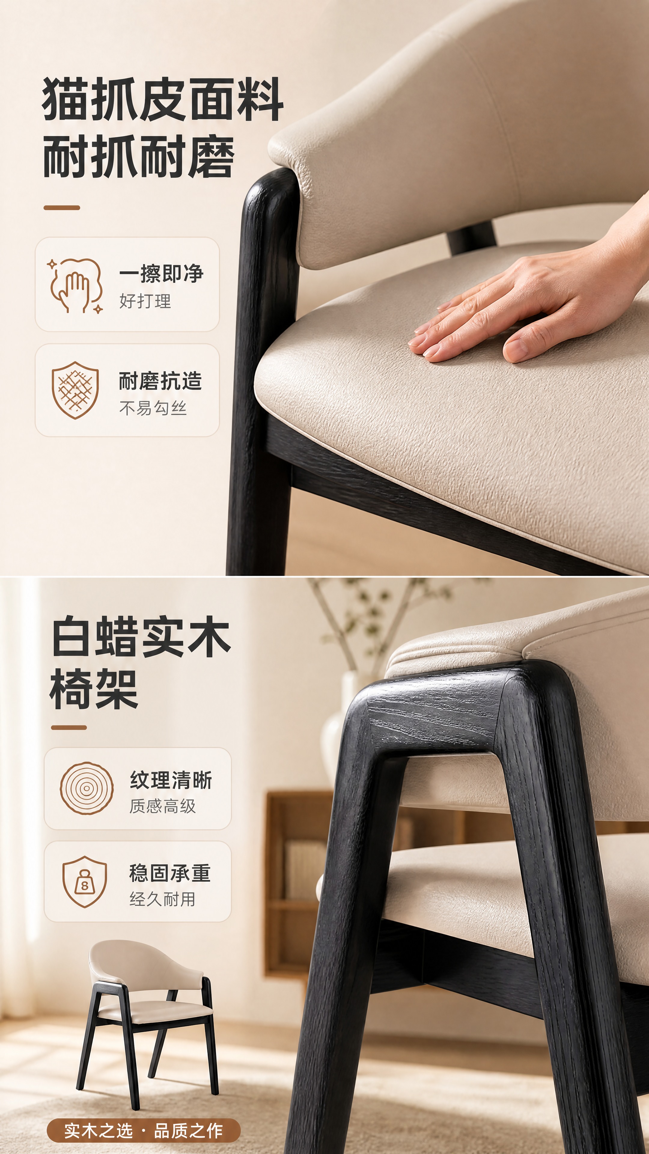 [商品] 使用【图1】DY-8855米卡餐椅；保留米白色猫抓皮… - 图片创意预览