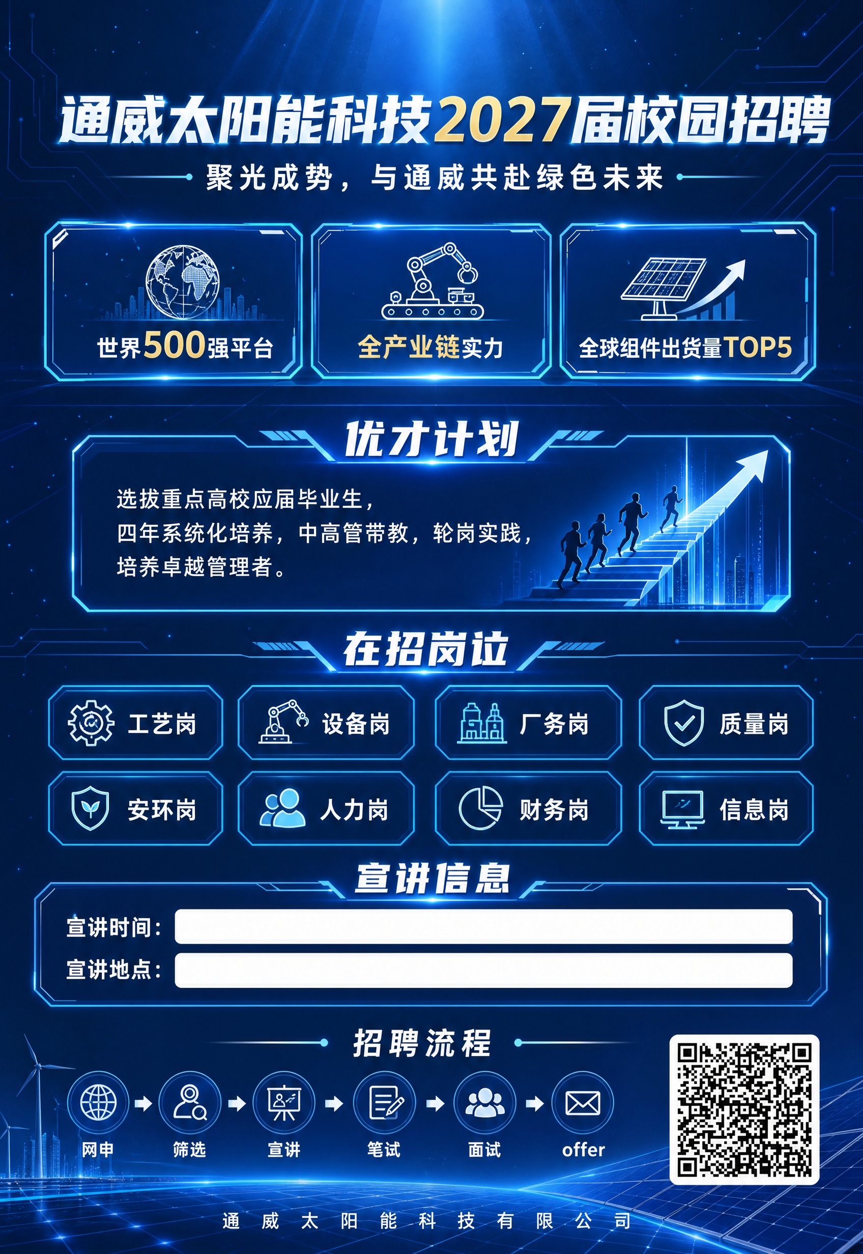 通威太阳能科技2027届校园招聘张贴海报，竖版2:3比例（51… - 图片创意预览