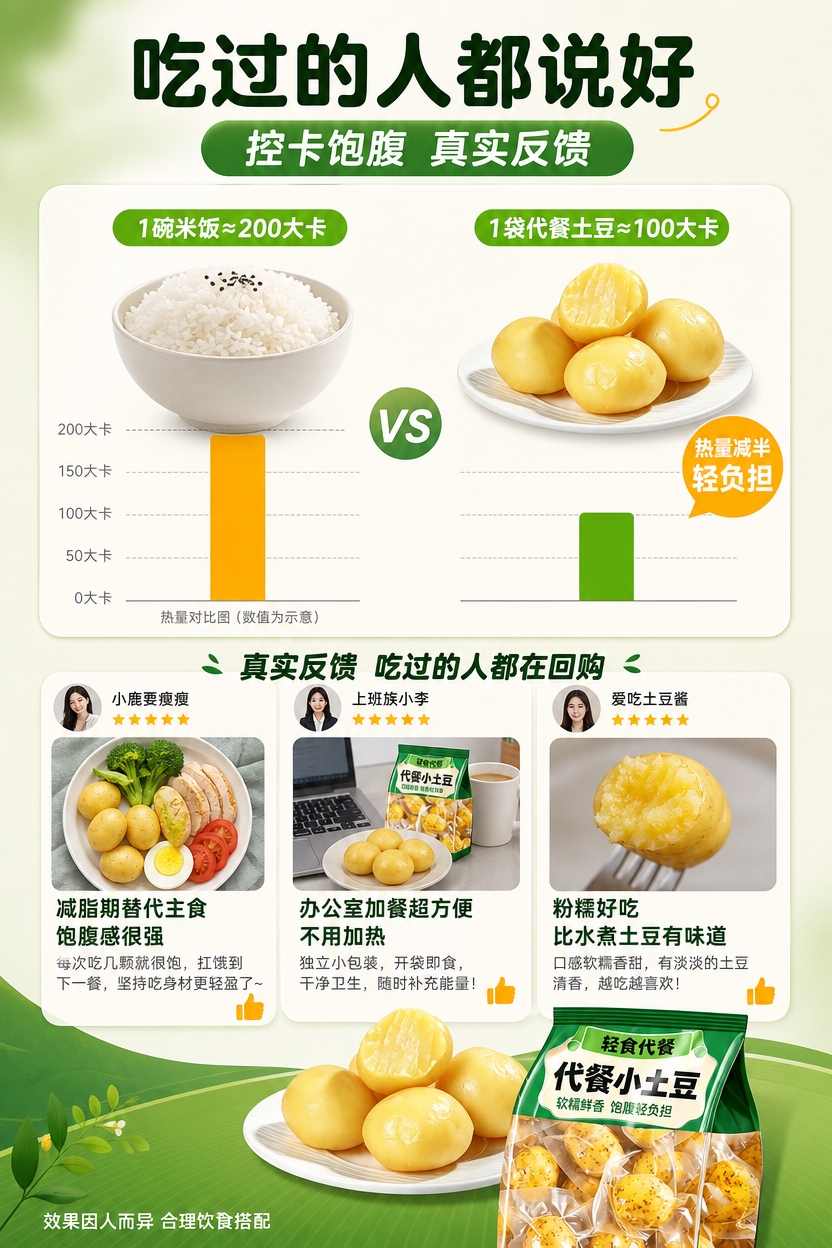 [商品] 使用【图1】代餐小土豆实物和【图2】外包装袋；保留产… - 图片创意预览