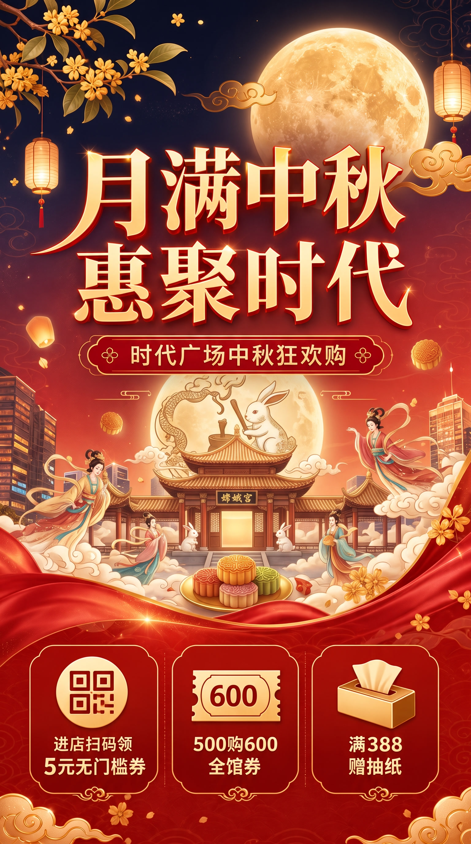 去掉商场简直，换成又中秋元素的素材 - 图片创意预览