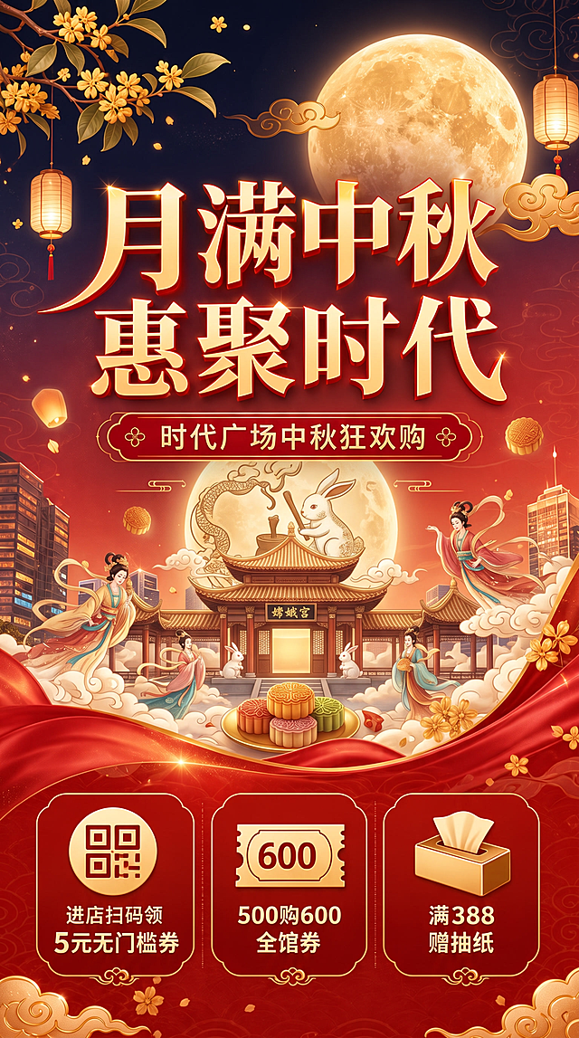 去掉商场简直，换成又中秋元素的素材