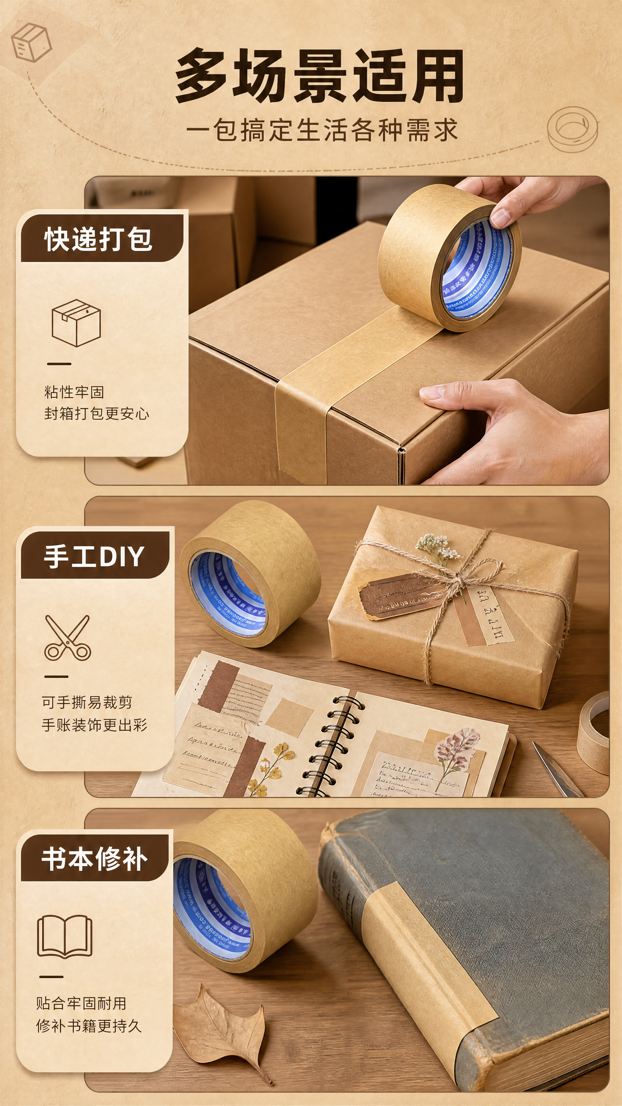 [商品] 使用【图1】自粘牛皮纸带；保留卷装结构、牛皮纸原色、… - 图片创意预览