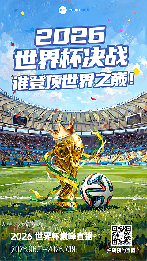 2026足球世界杯决赛冠军世界杯巅峰对决宣传竖版海报