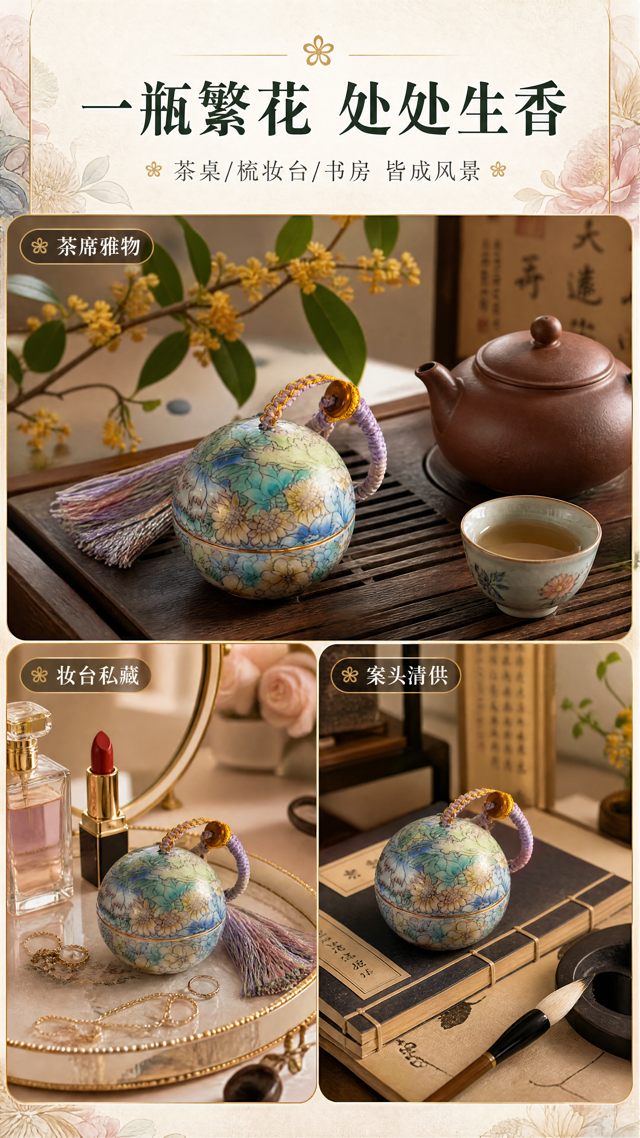 [商品] 使用【图1】骨子里·万花陶瓷分装罐；保留球形罐体、满… - 图片创意预览