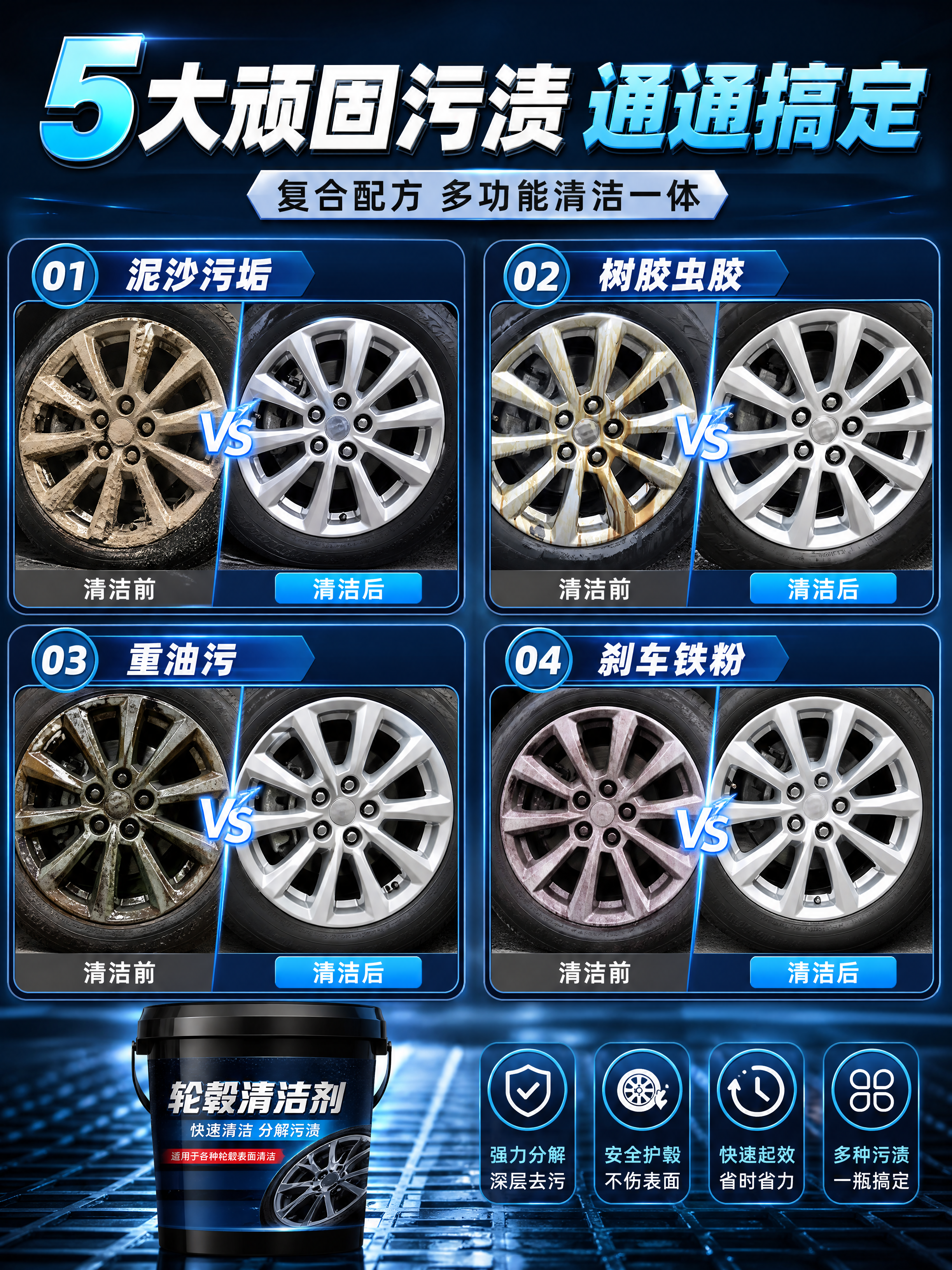[商品] 使用【图8】【图9】轮毂清洁前后对比素材；保留轮毂结… - 图片创意预览
