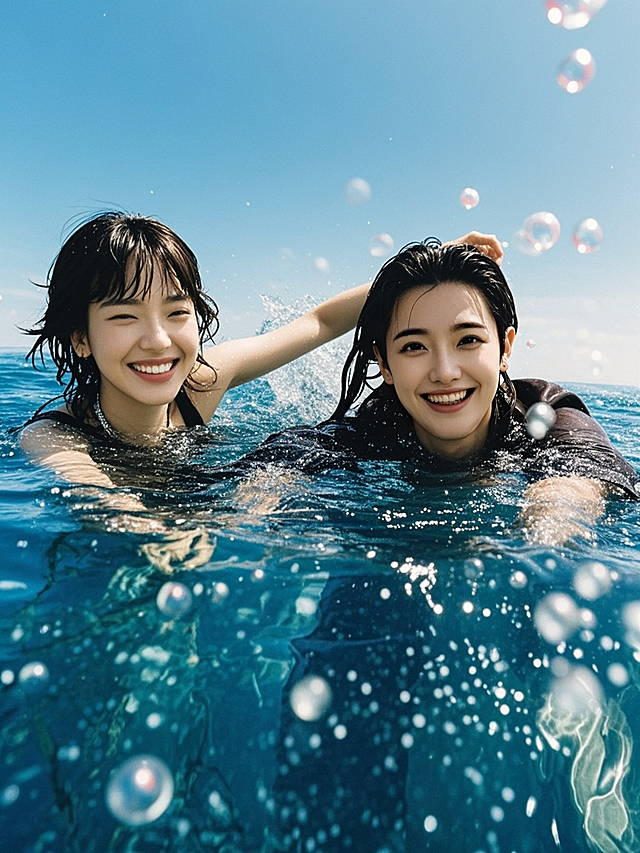 双人，一男一女，写实摄影，大片，水下