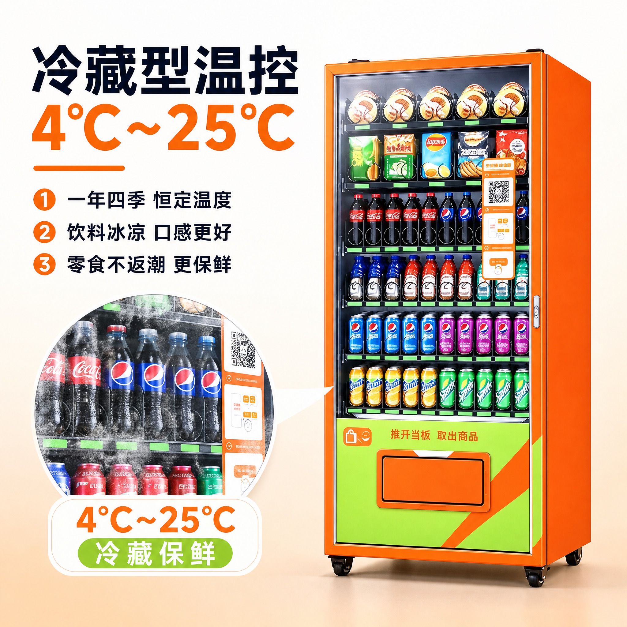 [主图-2] 扫码选购制冷型 饮料零食综合售货机，核心价值图，… - 图片创意预览