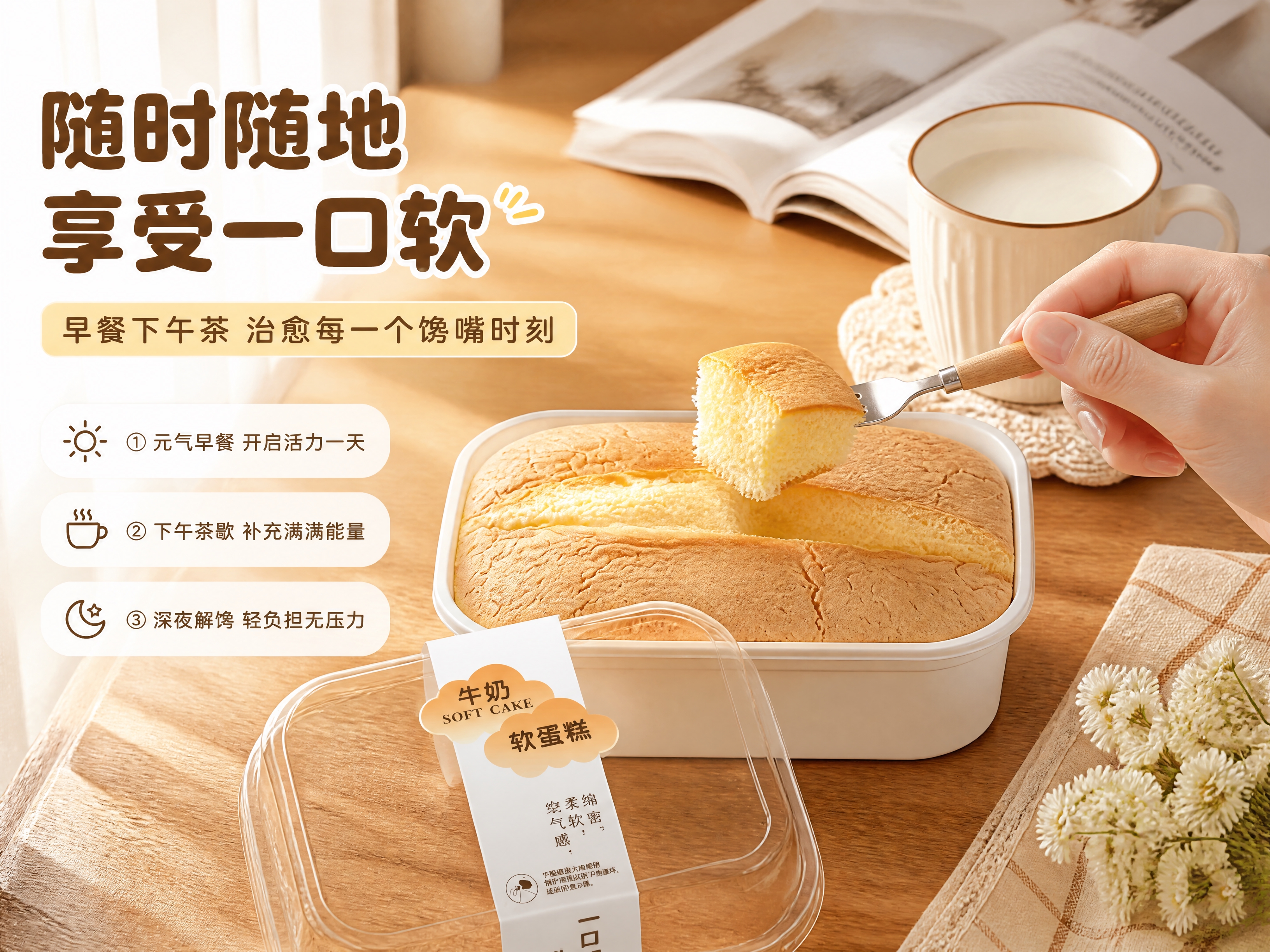 [商品] 使用【图1】新西兰牛奶味软蛋糕（透明方盒+白色腰封包… - 图片创意预览