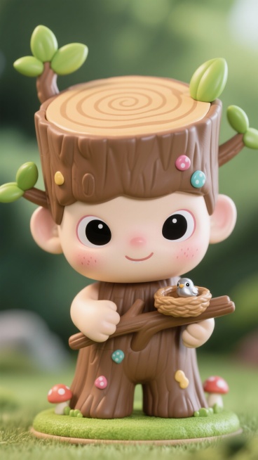 要小孩子形象，可爱，由树干组成，身材矮小预览效果