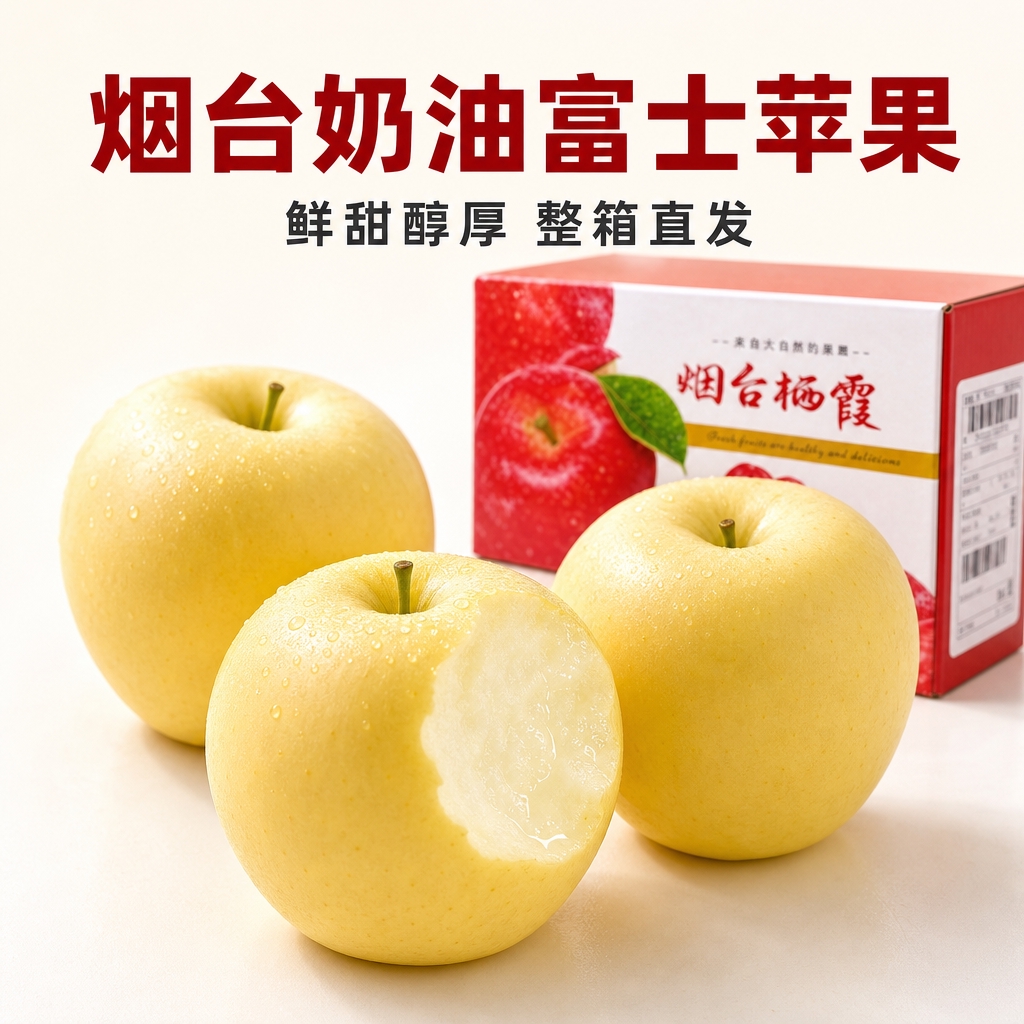 [主图-7] 烟台奶油富士苹果，核心卖点：鲜甜醇厚 整箱直发。… - 图片创意预览