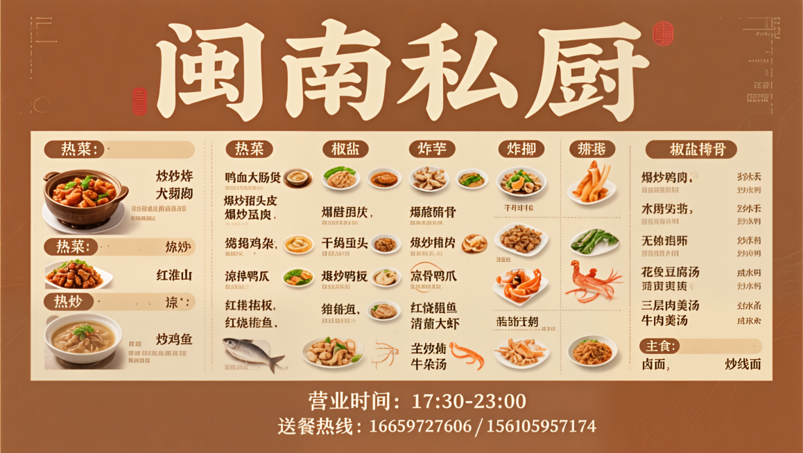 闽南私厨菜单设计预览效果