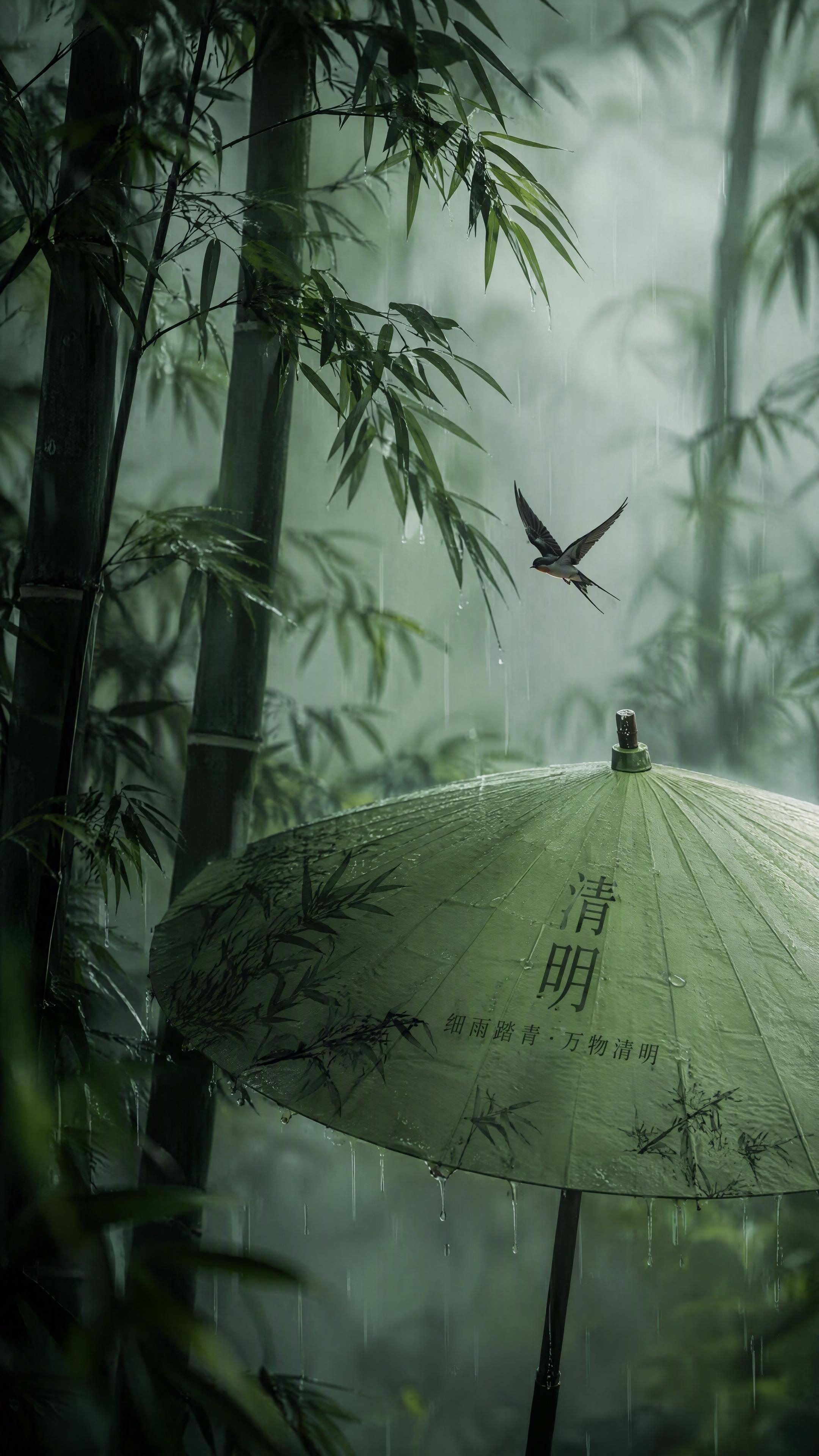 参考图片的新中式国风竹林意境风格，重新生成画面内容：保留竹林、… - 图片创意预览