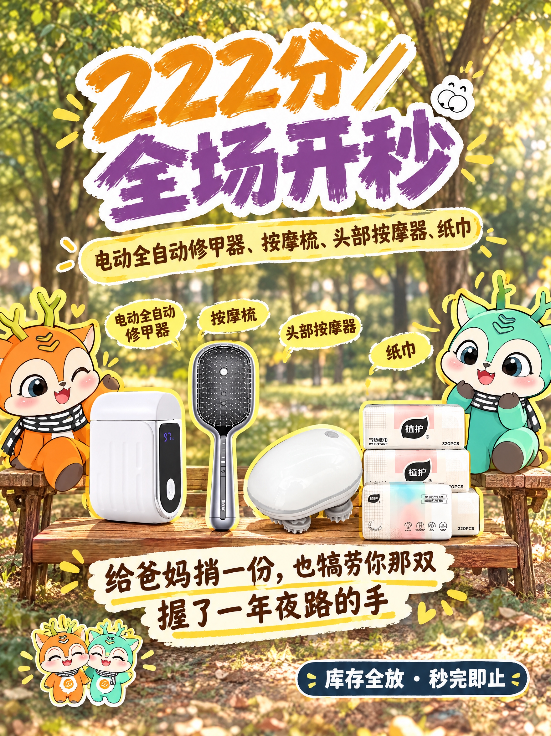 以图1为整体风格与版式参考：保留其暖色阳光公园林荫背景、木质长… - 图片创意预览