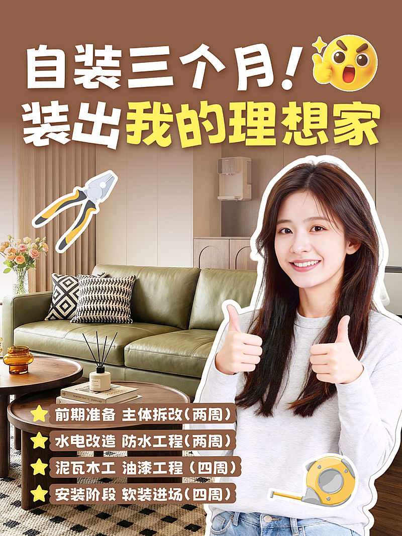 家居装修定制服务介绍人像小红书封面