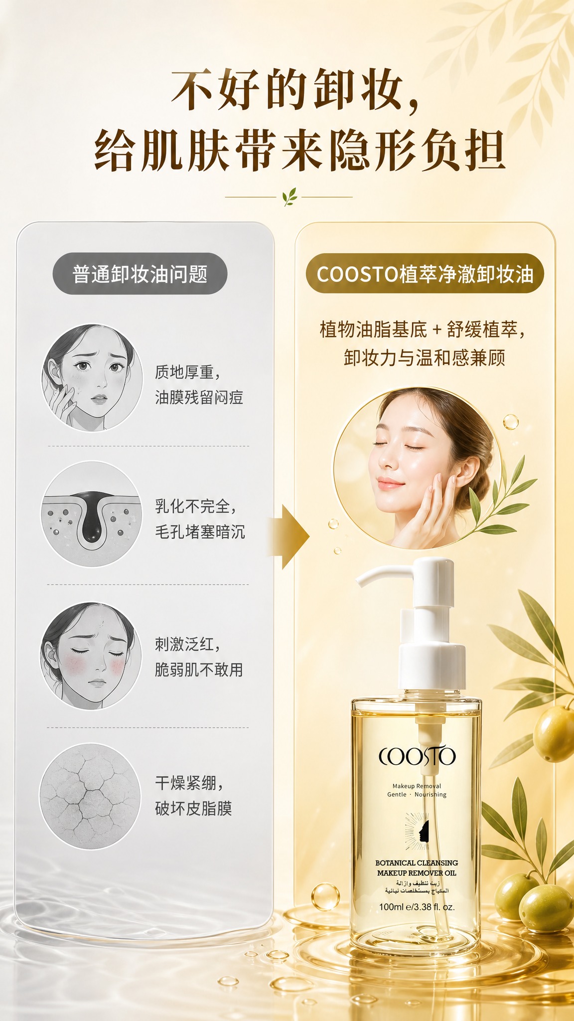 [商品] 使用【图1】COOSTO植萃净澈卸妆油；保留透明圆柱… - 图片创意预览