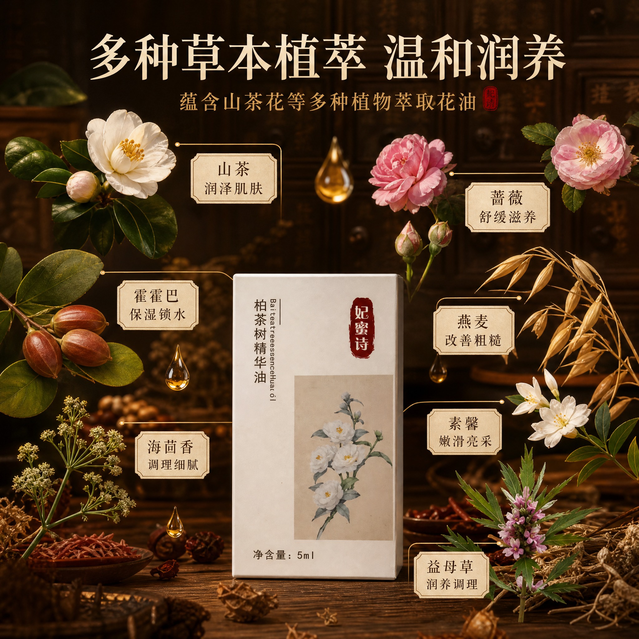 [主图-2] 核心功效 多种草本成分解析 棕色中药风 [统一基… - 图片创意预览