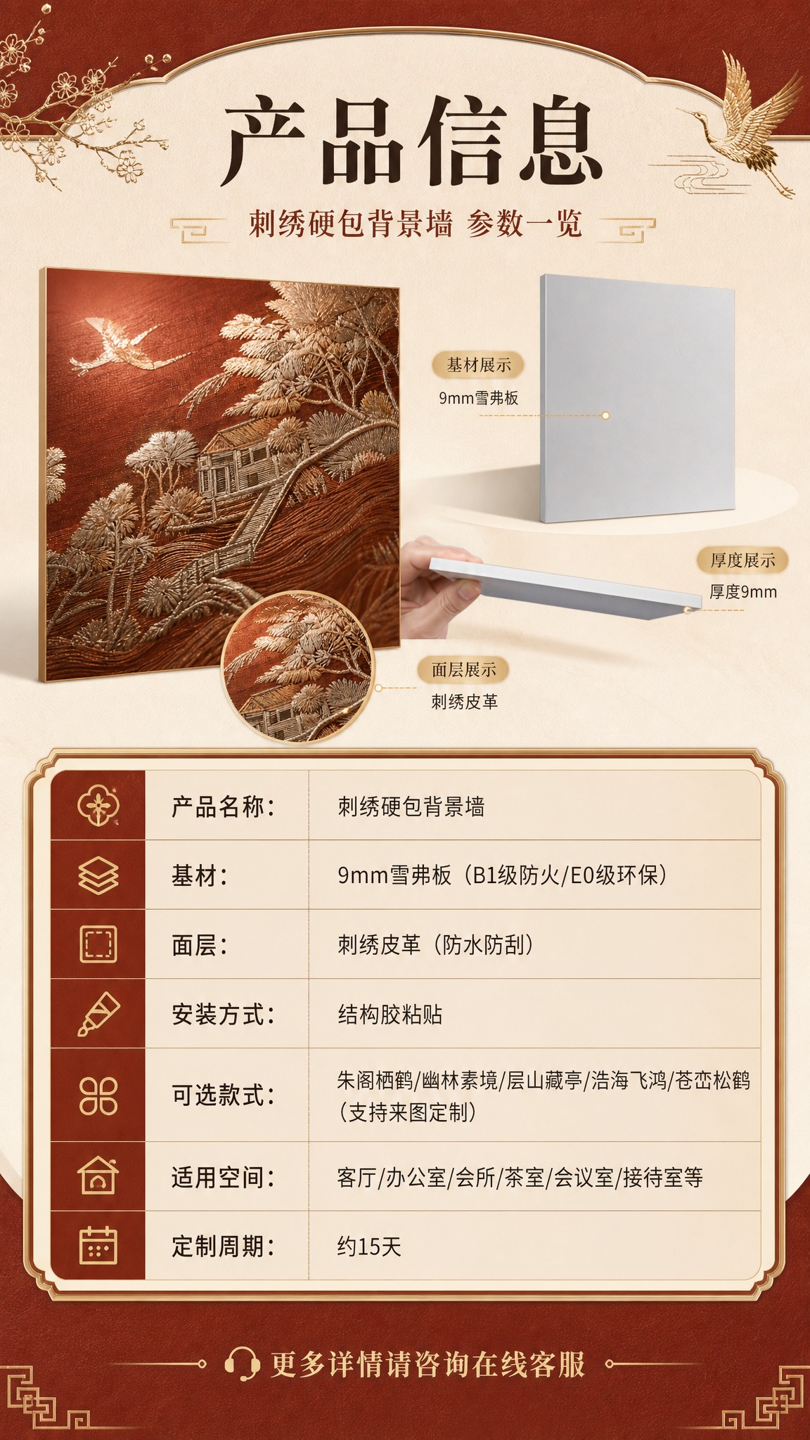 [商品] 使用【图6】【图7】雪弗板板材与【图1】刺绣硬包局部… - 图片创意预览