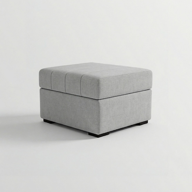 仅将图中换鞋凳的颜色换成图二沙发的浅灰色，保持产品造型、结构、背景和所有其他内容完全不变，保留黑色支脚，保留浅灰色纯色背景，保持产品材质纹理一致预览效果