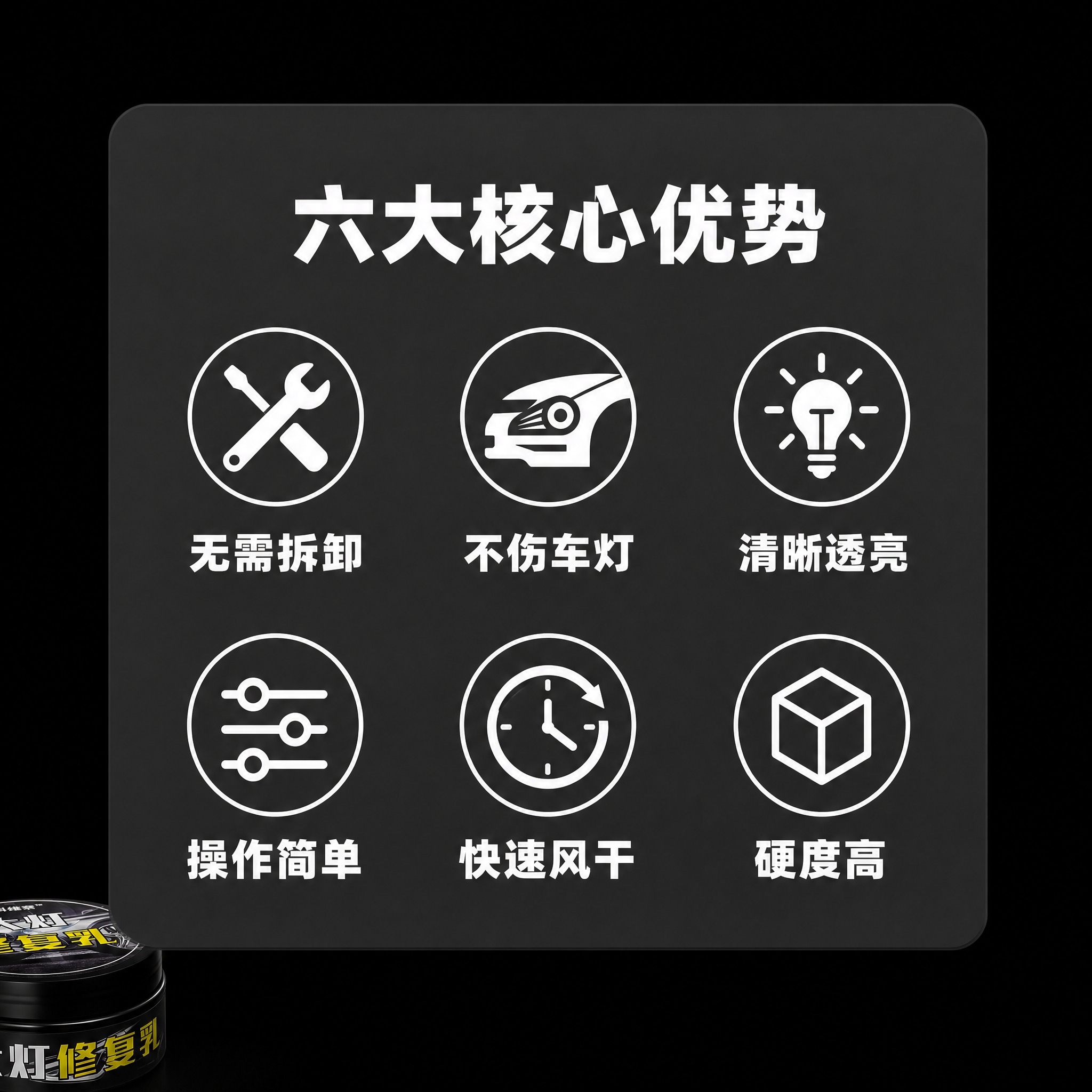 [主图-4] 大灯修复乳六大核心优势信息图，简约UI海报风格。… - 图片创意预览