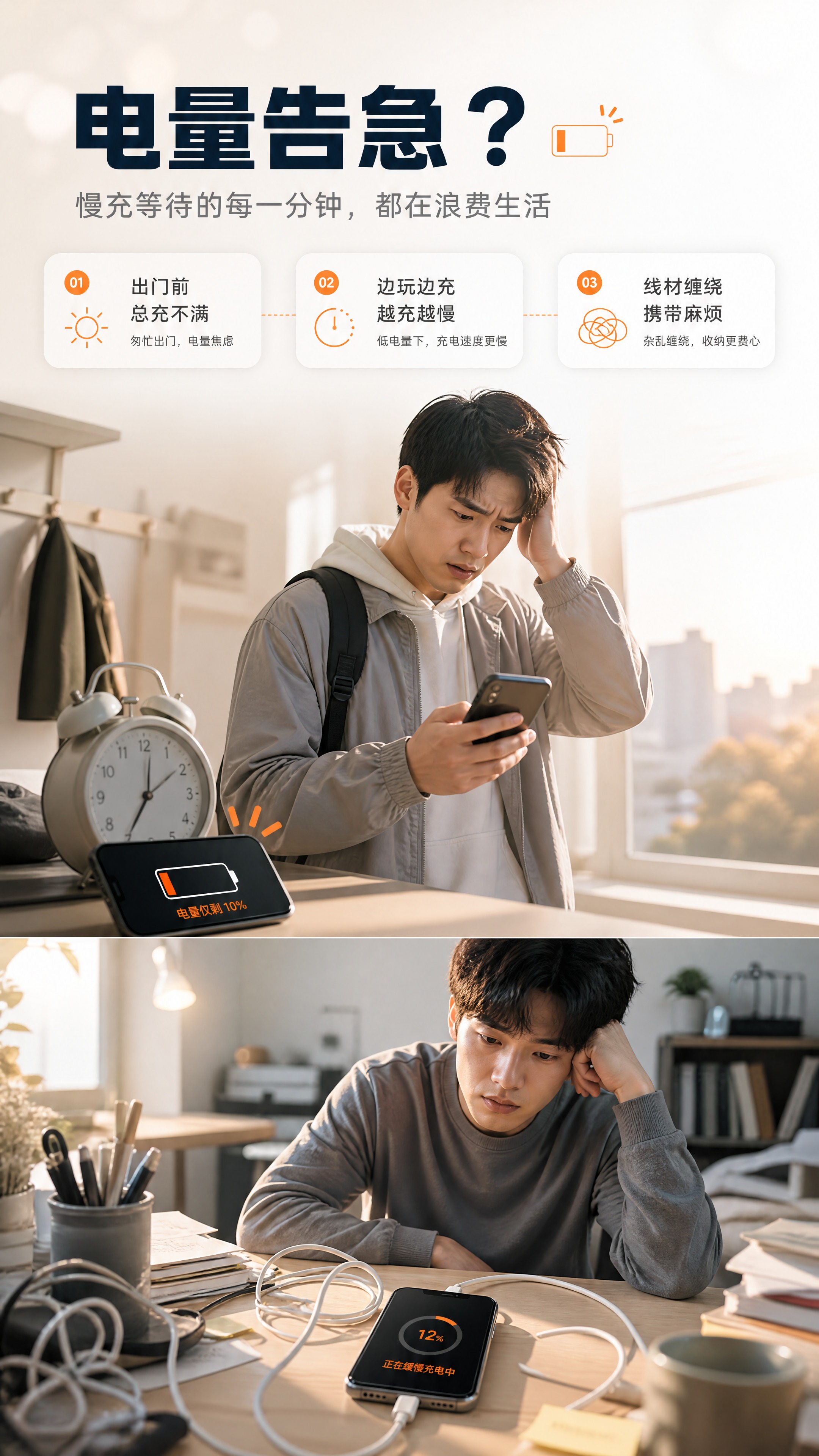 [商品] 本页为痛点页，不放置本款产品图，画面中不出现充电器与… - 图片创意预览