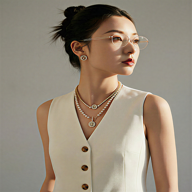 去掉丝巾，换上参考图的饰品