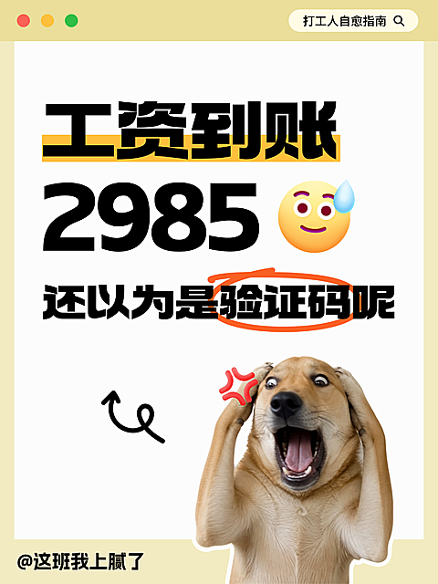 职场打工人工资上班攻略狗狗meme趣味恶搞大字小红书封面