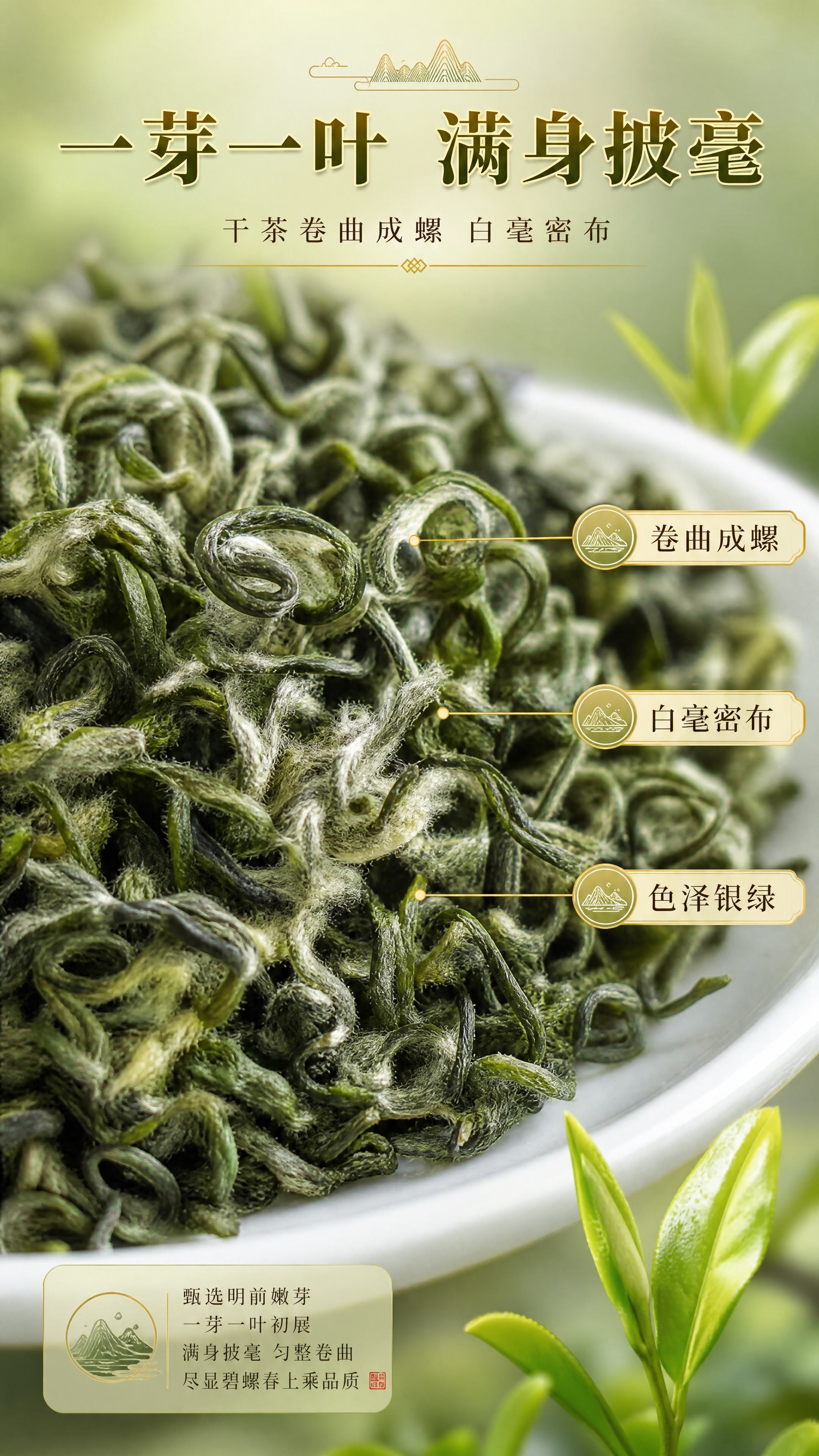 [商品] 使用【图6】碧螺春干茶（白瓷盘装）；保留干茶卷曲成螺… - 图片创意预览