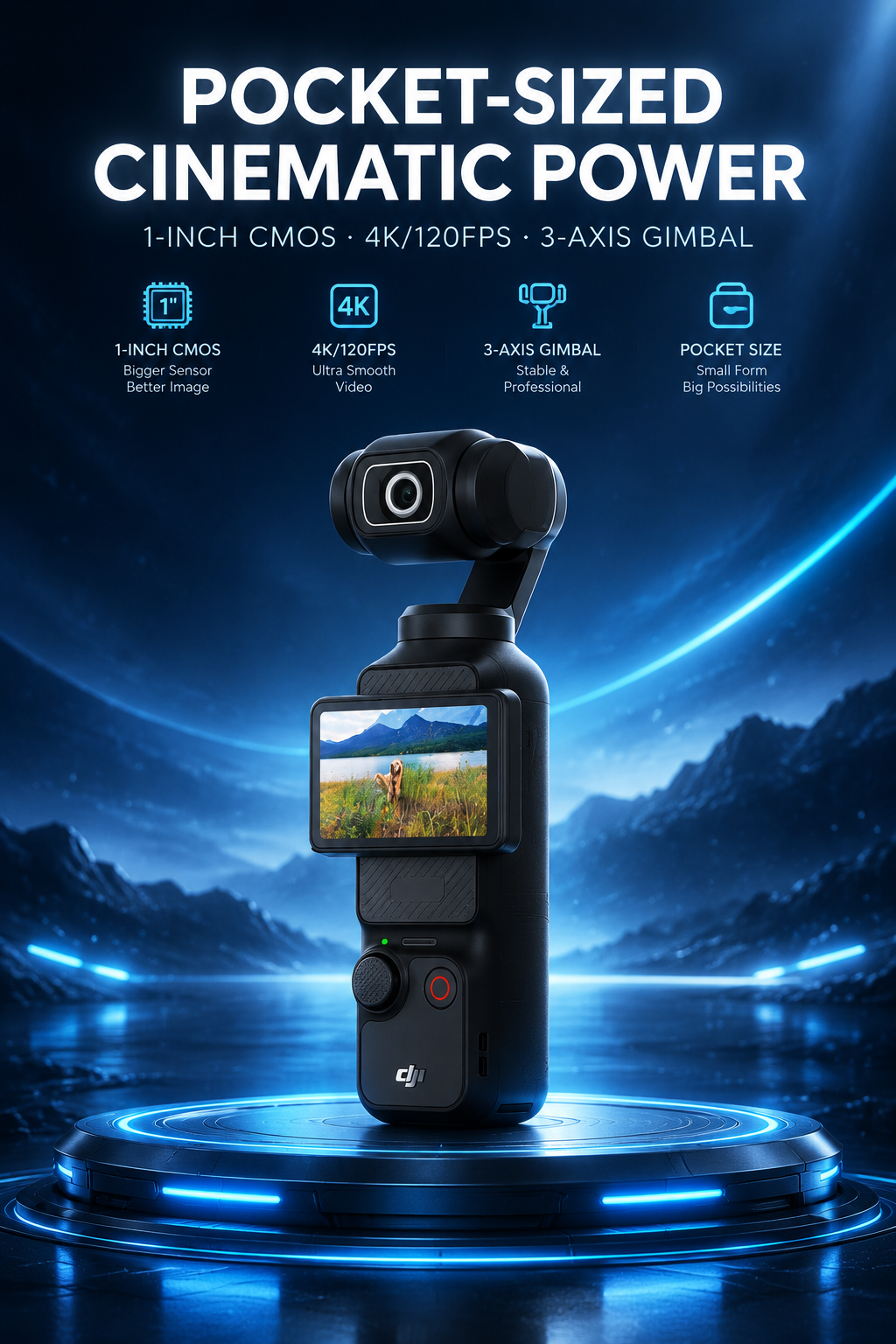 将参考图中的 DJI Osmo Pocket 3 产品严格原样… - 图片创意预览