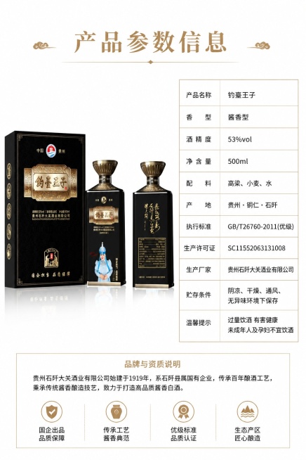 [第8屏] 规格参数-产品信息与资质说明。本屏使用【图1】展示产品完整包装。
[氛围/风格] 简约清晰信息风，白底严谨质感，信息一目了然。
[元素布局] 画面左侧放置产品包装盒【图1】，占比约40%；预览效果