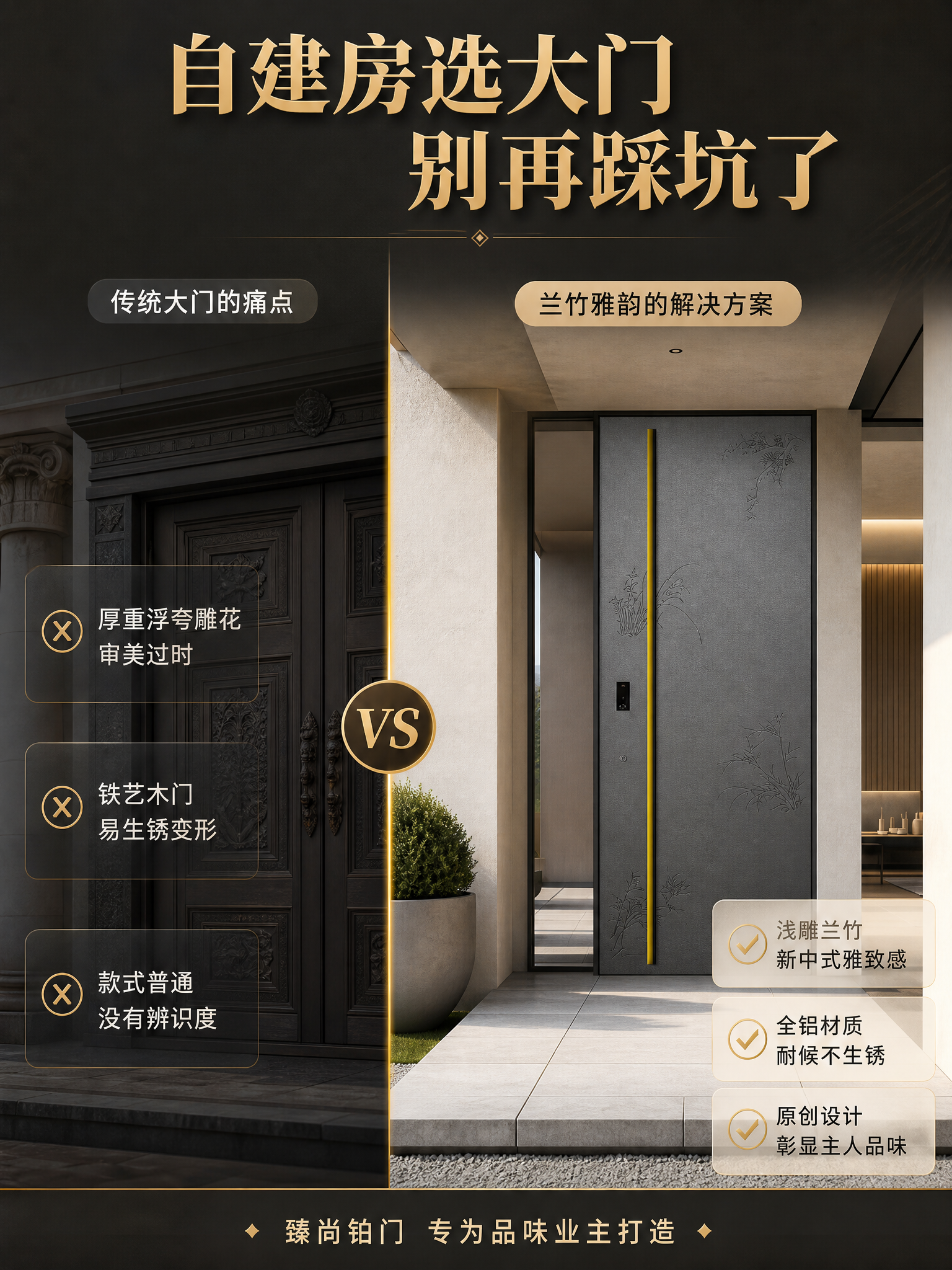 [商品] 使用【图2】臻尚铂门兰竹雅韵全铝别墅大门；保留深灰色… - 图片创意预览