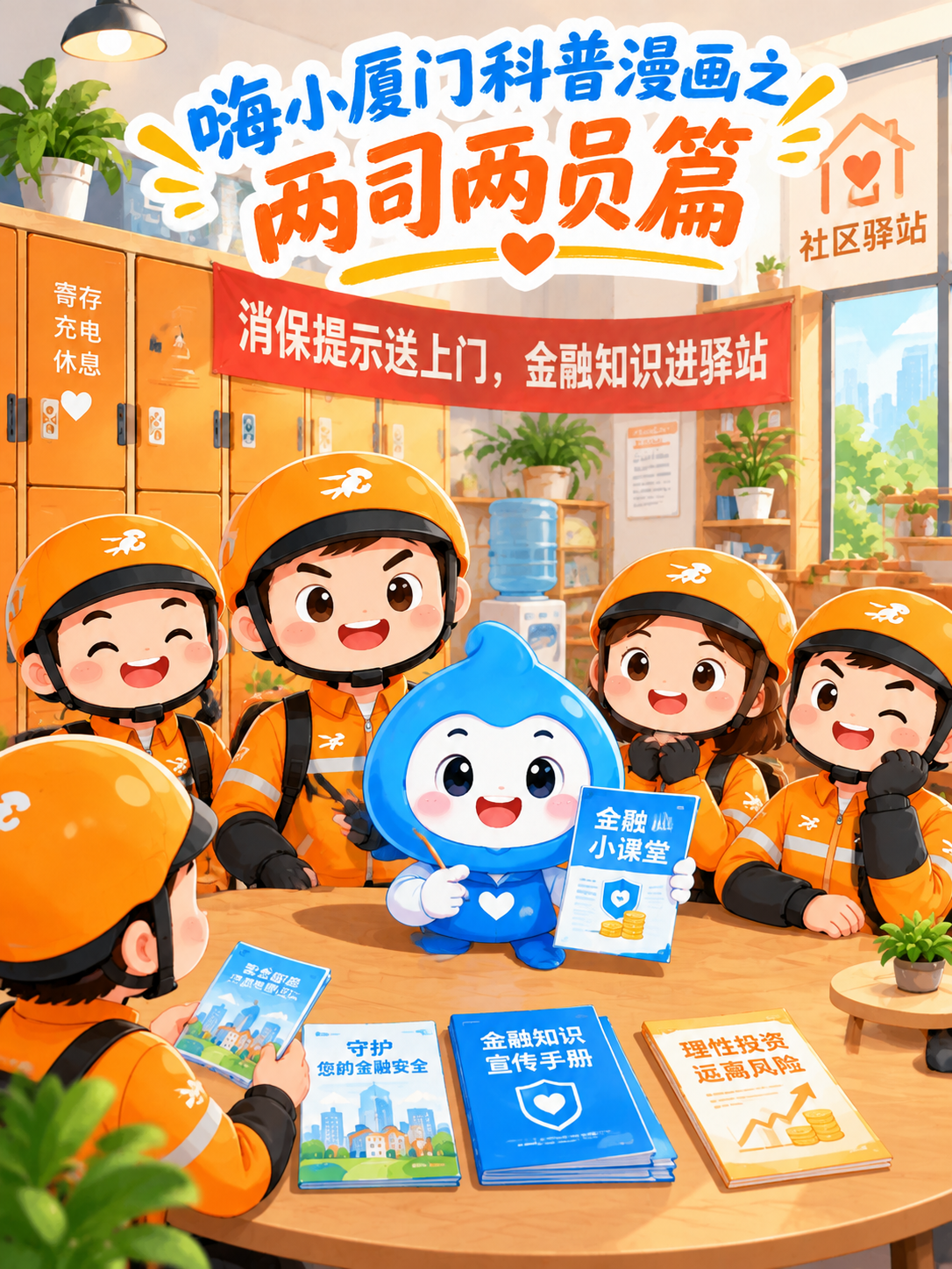 去除底部蓝色提示横幅，在画面顶部加上标题文字"嗨小厦门科普漫画… - 图片创意预览