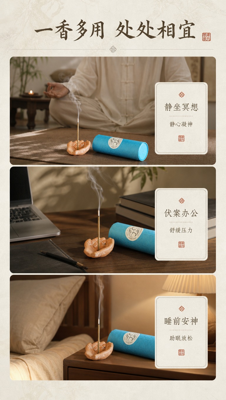 [商品] 使用【图3】掌心款佛手香插 + 蓝色纸筒藏香；保留陶… - 图片创意预览