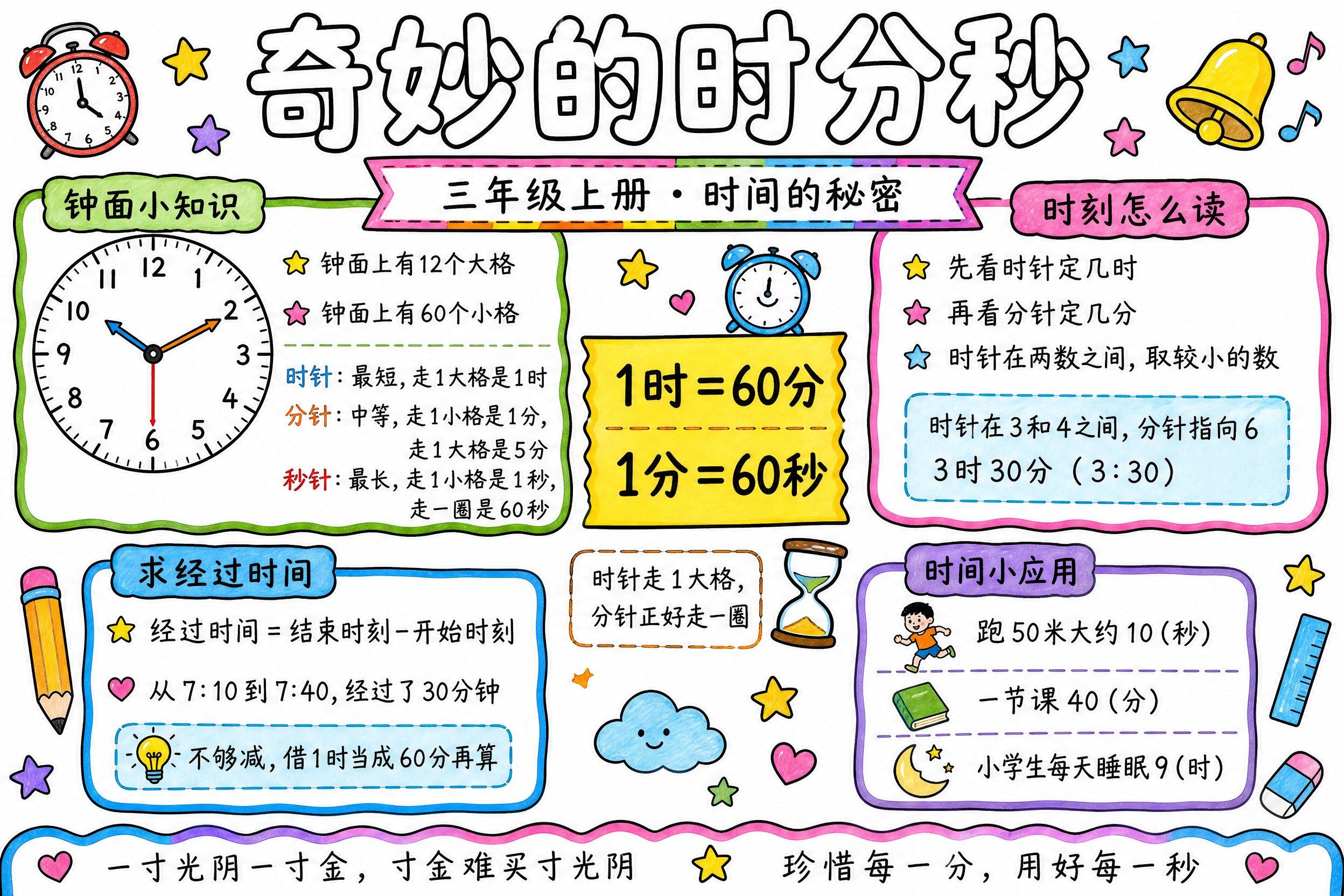 一张小学三年级数学手抄报成品，横版、纯白纸底、马克笔手绘风，像… - 图片创意预览