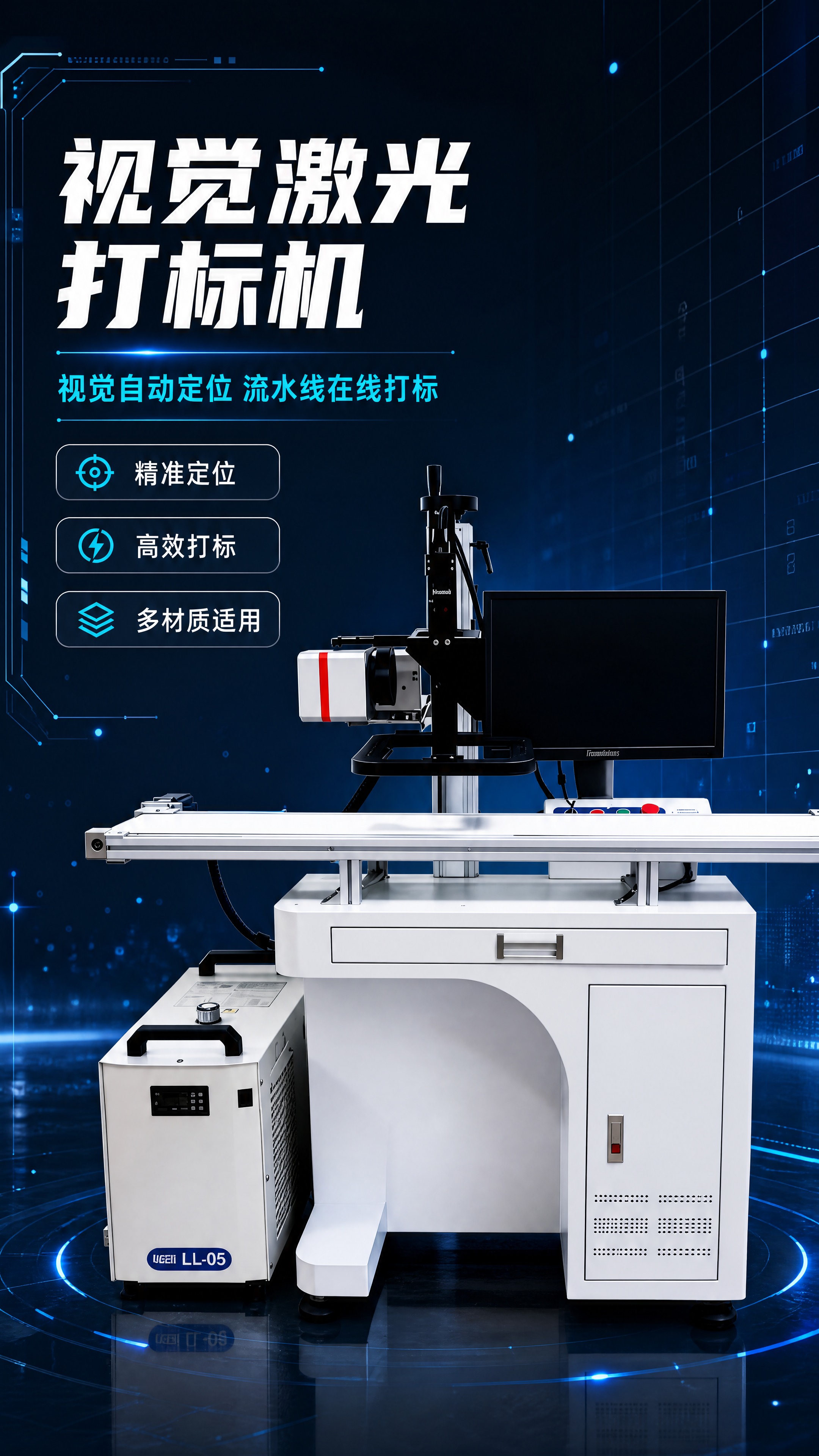 [商品] 使用【图1】视觉定位激光打标机（流水线型）；保留设备… - 图片创意预览