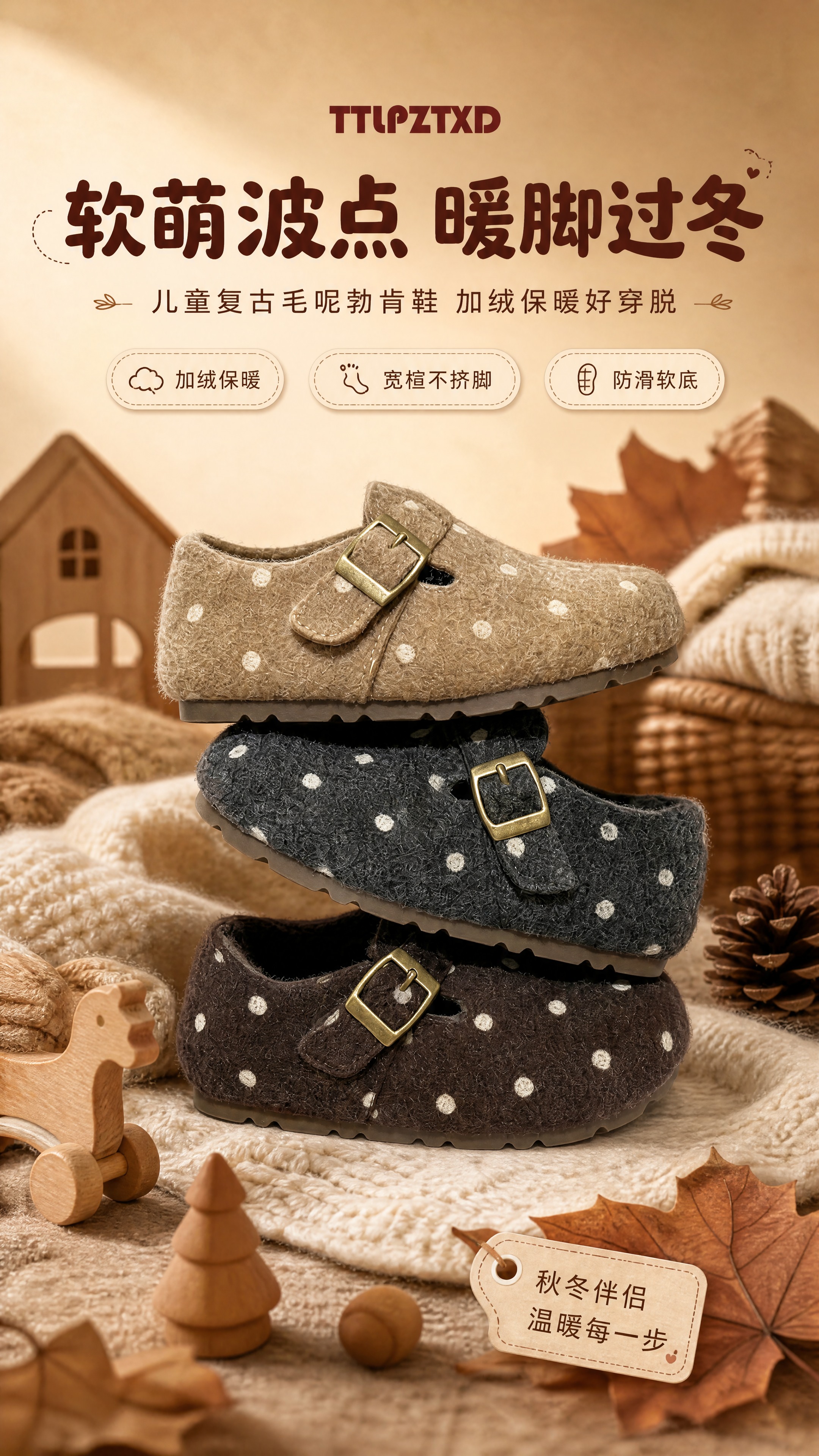 [商品] 使用【图5】三色儿童波点毛面勃肯鞋（深咖色/燕麦卡其… - 图片创意预览