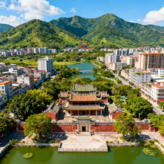 生成4张宣传广东省普宁市家乡文化的图片，如风景，人文，未来预览效果