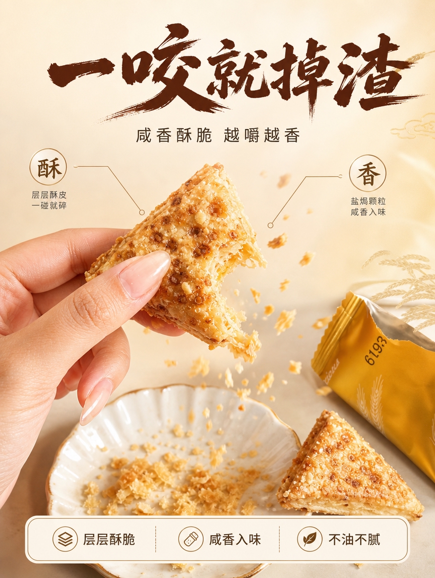 [详情页-3] 口感质地 酥脆掉渣 咸香盐焗 动态瞬间 [商品… - 图片创意预览